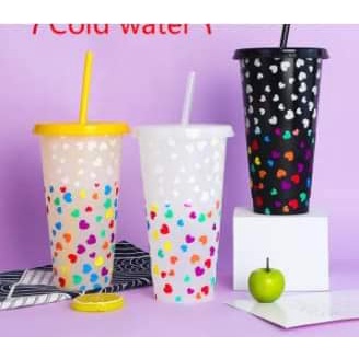 Ly nhựa uống nước với nắp và ống hút 25oz thay đổi màu sắc có thể tái sử dụng cho người lớn và trẻ em