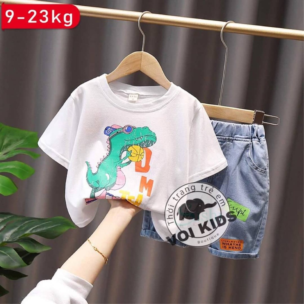 - Áo chất Cotton phối quần Jean mặc cực mát cho bé từ 9-23kg