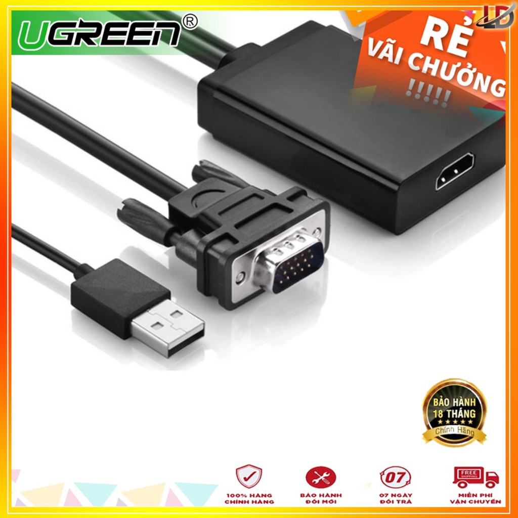 [Mã ELHACE giảm 4% đơn 300K] Ugreen 40213 - Cáp chuyển VGA sang HDMI tích hợp Audio - Phukienleduy