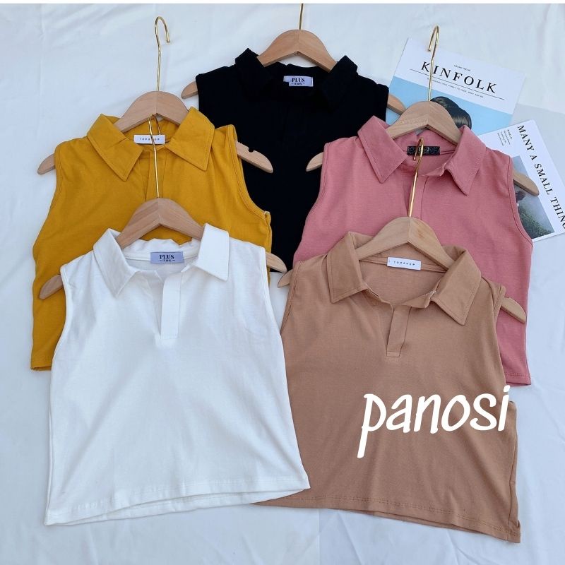 Áo coptop nữ cổ polo dáng sát nách chất zip co giãn - Mã A234