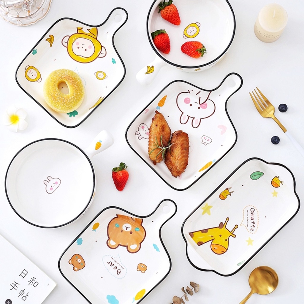 Đĩa sứ, chảo nướng, thố nhiều hình dáng họa tiết động vật ngộ nghĩnh - VS297