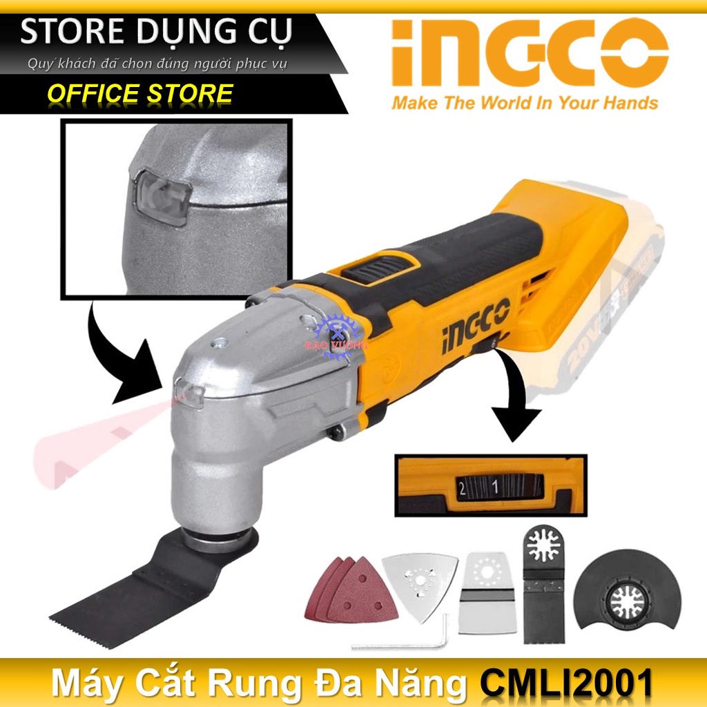 20V Thân Máy cắt gọc đa năng dùng pin Lithium-Ion INGCO CMLI2001 | Không bao gồm pin sạc