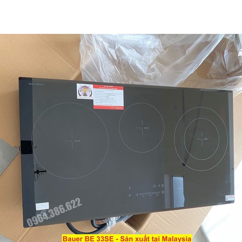 Bếp điện từ 3 vùng nấu Bauer BE 33SE Bếp từ 3 lò 2 từ 1 hồng ngoại, Nhập khẩu Malaysia, Bảo hành 3 năm