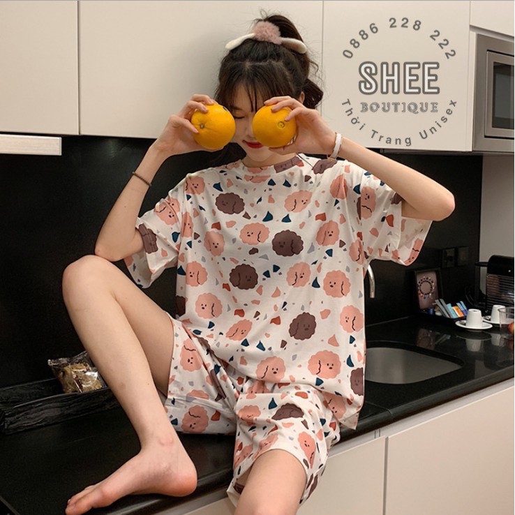 Bộ Đồ Mặc Nhà Cho Nữ Cộc Tay Pijama Cotton Nhiều Họa Tiết, Bộ Ngủ Nữ Phom Rộng Mát Mẻ | BigBuy360 - bigbuy360.vn