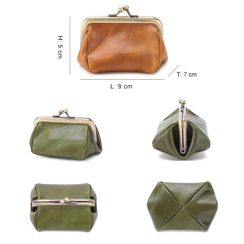 Ví Đựng Tiền Xu Mini Bằng Da Bò Phong Cách Cổ Điển Thời Trang Cho Nữ