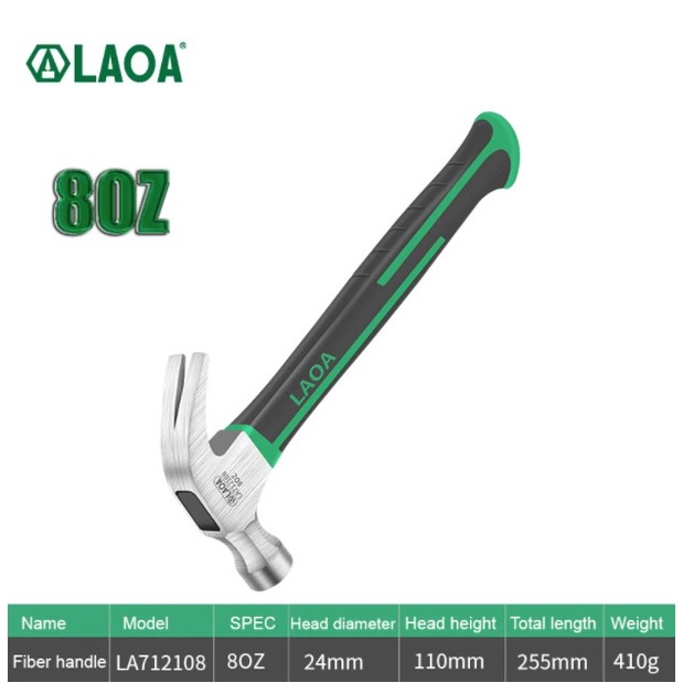 Búa Nhổ Đinh 80Z LAOA Cán Nhựa PTR, Tay Cầm Chống Trơn Trượt Dùng Trong Sửa Chữa Nhà Cửa, Công Trình