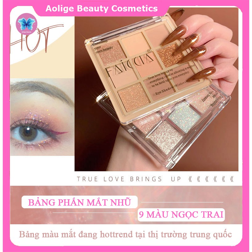 Màu mắt FAICIA💓 HOT TREND 💓 Bảng mắt nội địa trung, bảng màu mắt 9 ngọc trai, bảng phấn mắt nhũ bông tuyết