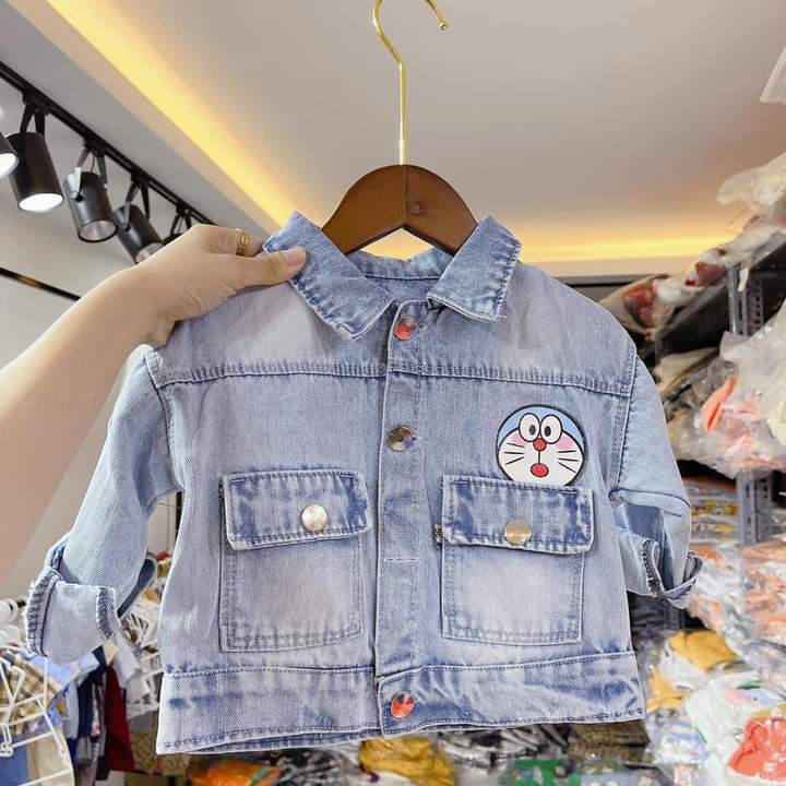 Áo bò, áo jeans hình DRM dễ thương, hàng Quảng Châu chất jean đẹp, mềm mại cho bé trai, bé gái