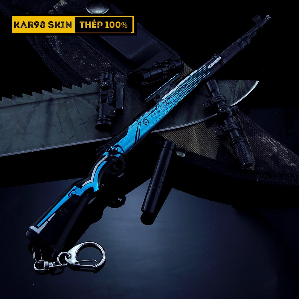 Mô Hình PUBG Kar98 Skin Xanh Đen Tặng Kèm 3 Scope Và Kệ Trưng Bày 19cm