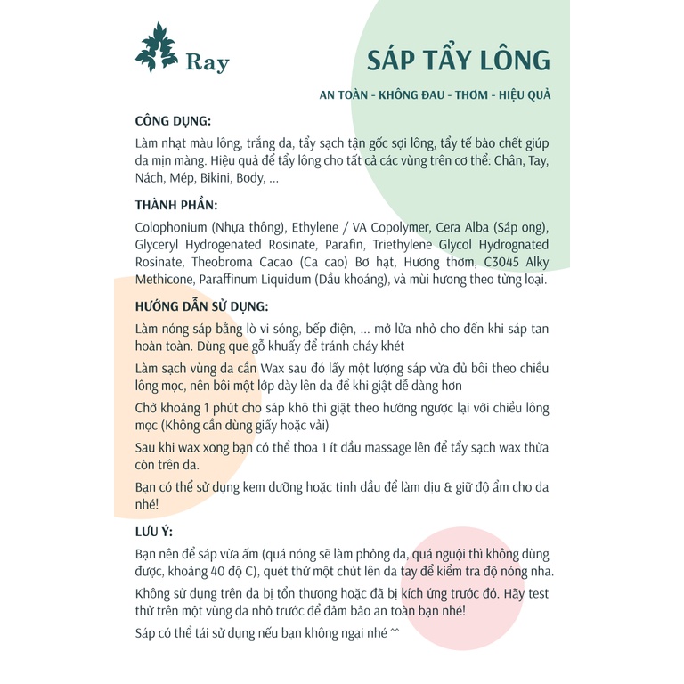 Sáp Wax lông nóng hạt đậu Ray HŨ 500gr chuyên dùng cho spa - Wax tẩy lông nách,tay chân, wax lông bikini, ria mép, râu