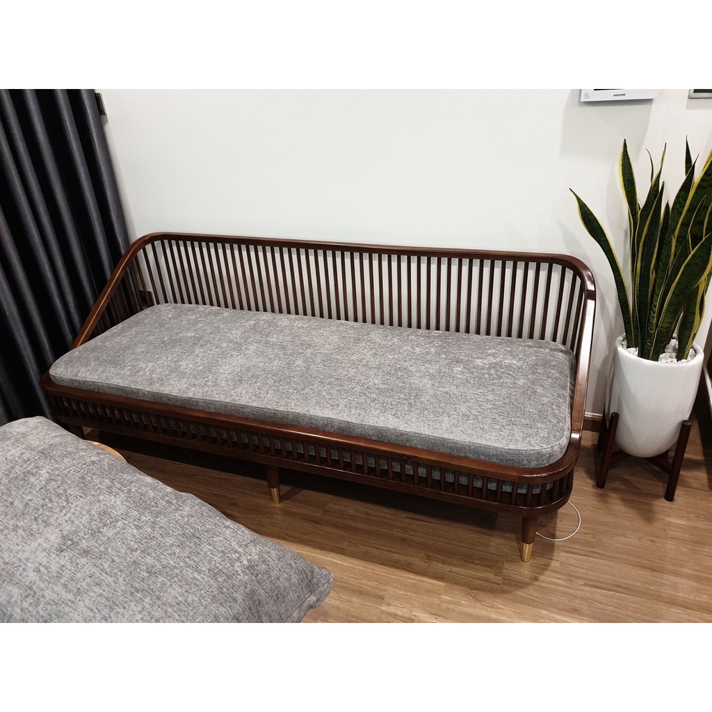 Sofa KBH Văng Dài 2m Chân Bọc Đồng Nguyên Chất