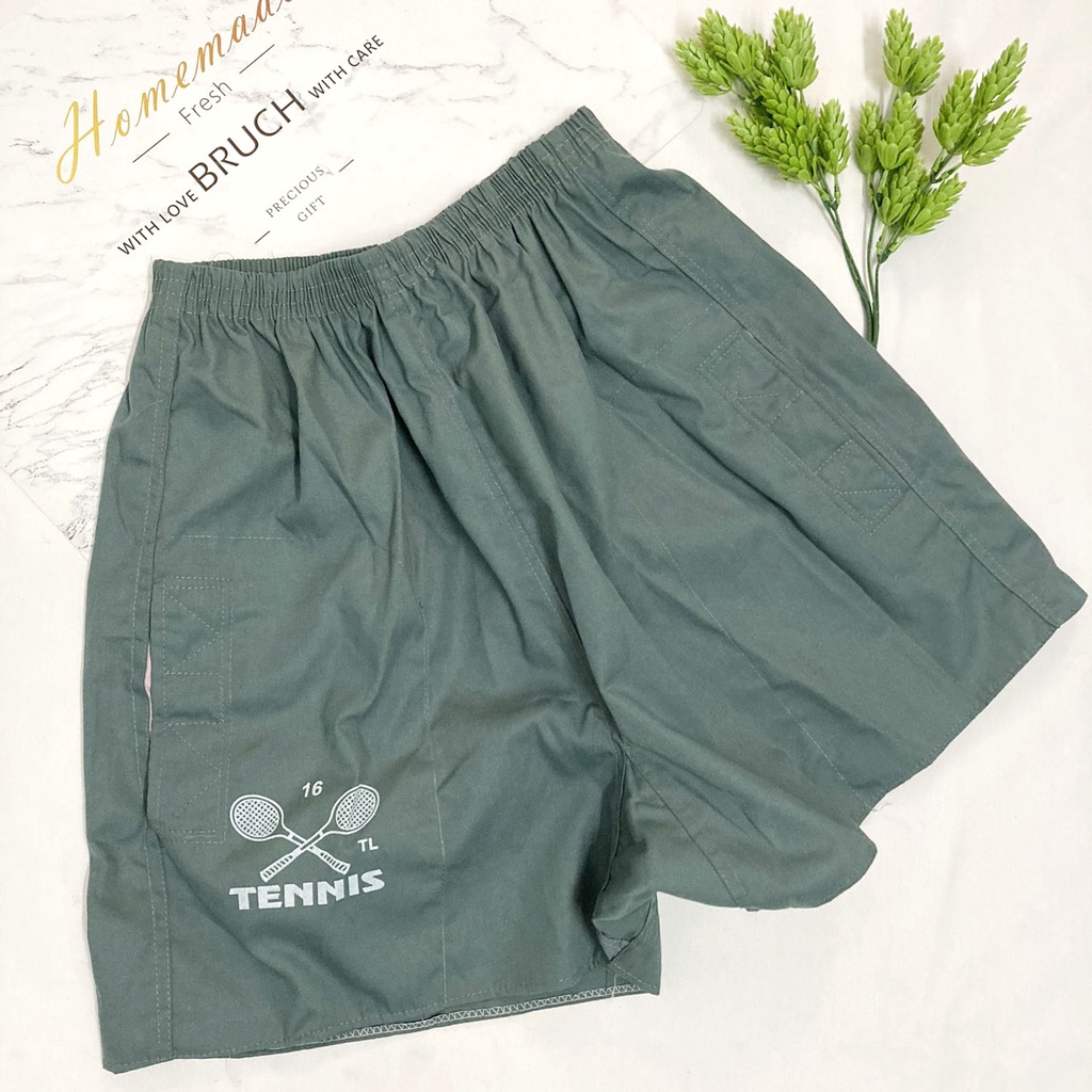 Quần đùi nam từ 48-65kg - ĐÁY NEM - vải kate dày mềm - Quần short nam in cây vợt - NEMVOT