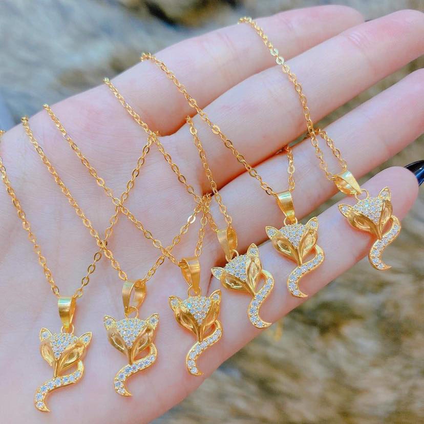 dây chuyền hồ ly full vàng 18ka , đính đá sáng lấp lánh