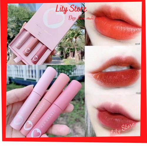 Son Herorange - Set Son Herorange 3 cây son kem siêu lì không lem, không trôi màu Herorange, Hàng đủ 2 set A, B. | BigBuy360 - bigbuy360.vn