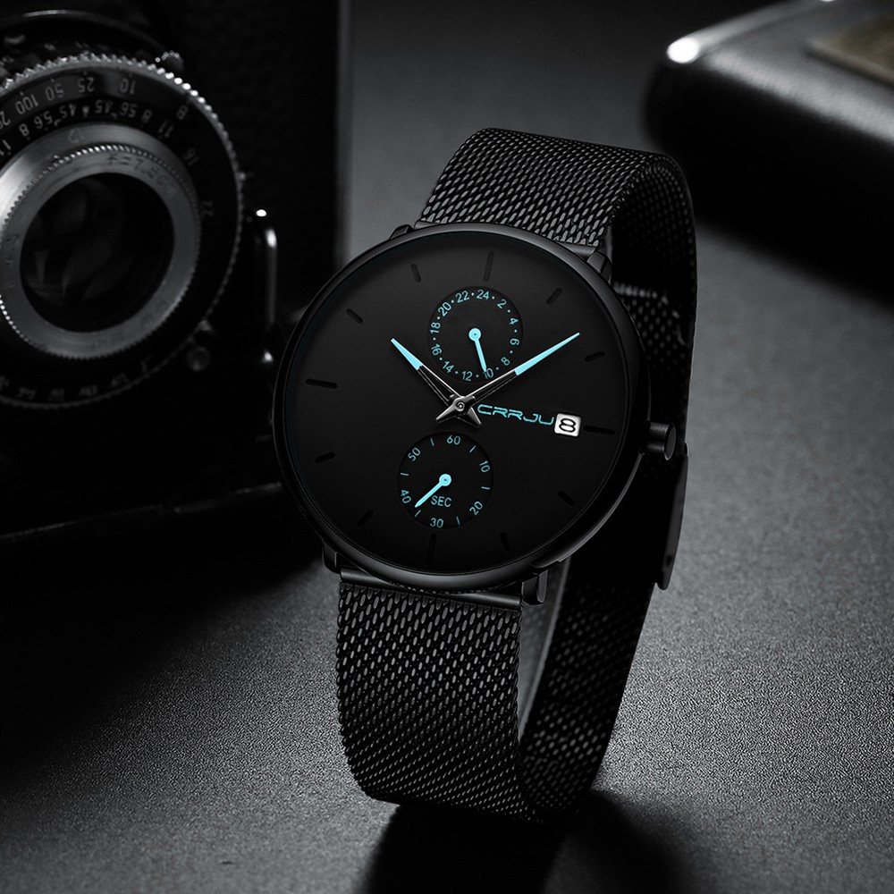 CRRJU Men's Watch Fashion Leisure Sports Waterproof Stainless Steel Quartz 2265