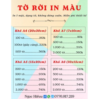 TỜ RỜI IN MÀU A7