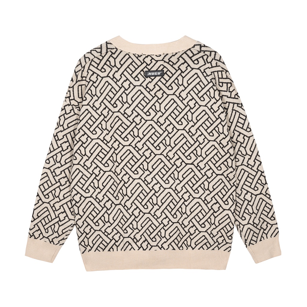 Áo sweater tay dài HUGU - Monogram - vải len, form rộng unisex