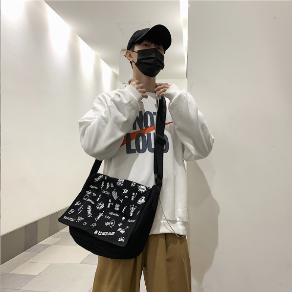 Túi tote đeo chéo nam nữ vải canvas phong cách ulzzang unisex giá rẻ đi học đi chơi