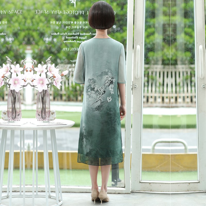 #IF225 VÁY VOAN LỤA TAY LỬNG DÁNG DÀI CHO NGƯỜI TRUNG NIÊN, VÁY QUẢNG CHÂU CAO CẤP MẪU MỚI NHẤT 2021 , QUÀ TẶNG MẸ <3 | BigBuy360 - bigbuy360.vn