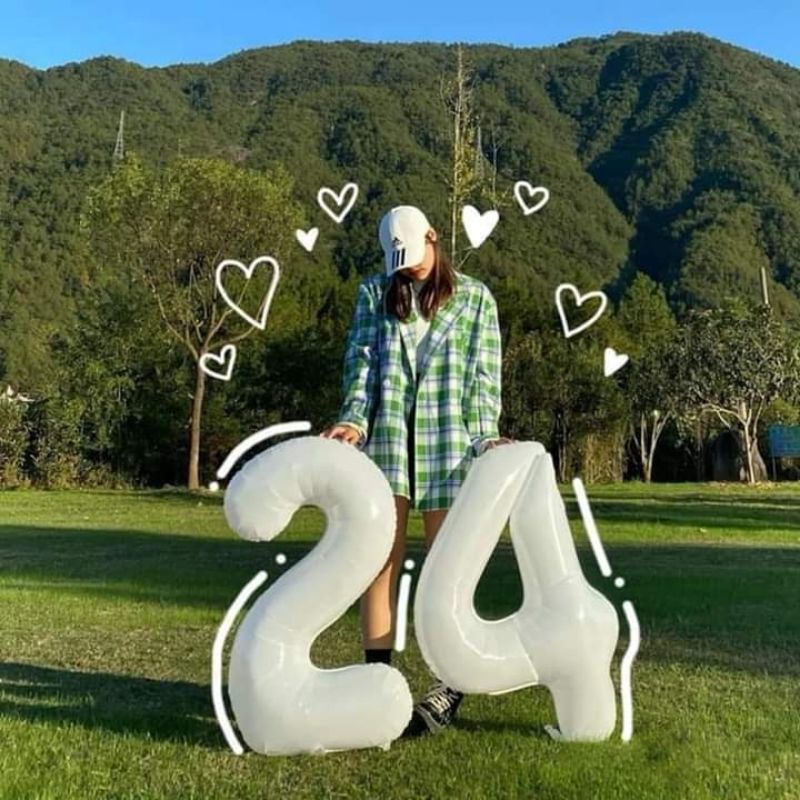 Bóng bay số chụp ảnh sinh nhật siêu đáng yêu có 2 màu