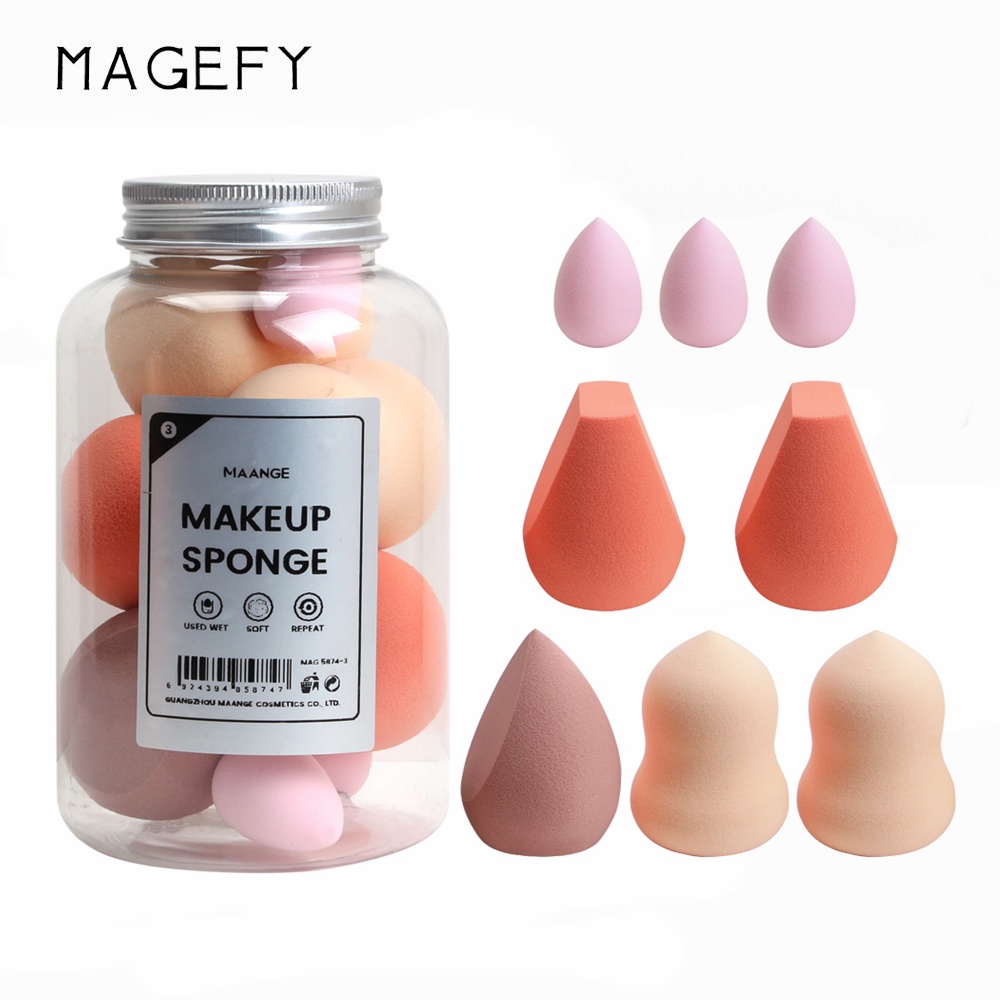 Set 8 miếng mút trang điểm MAGEFY kèm hộp với 4 kiểu có sẵn có hình trứng
