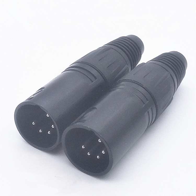 Jack canon xlr 5 chân đực vỏ nhôm đúc nguyên khối lỗ đuôi cao su