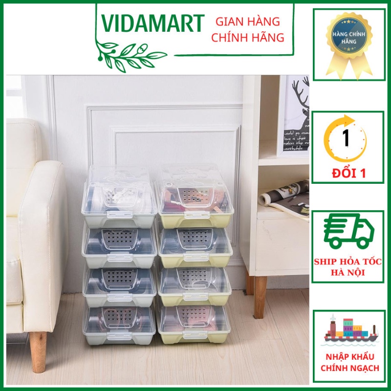 Hộp Đựng Giầy Trong Suốt 2 Màu Loại Nhựa Trong Cao Cấp, Có Lỗ Nên Rất Thoáng Khí (vidamart)
