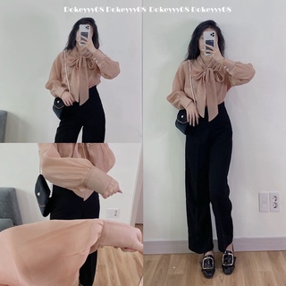 Áo sơ mi voan cổ nơ 488