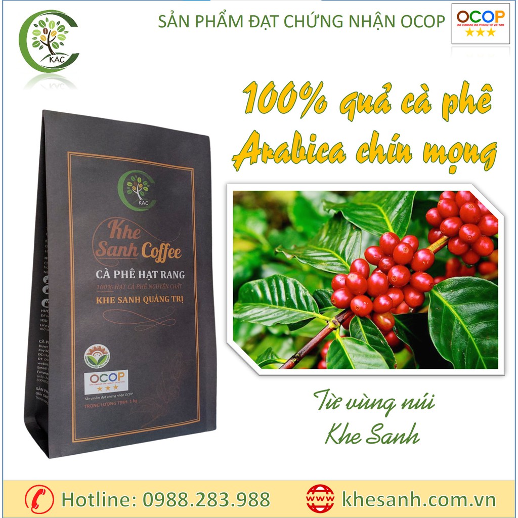 [1KG-Arabica] Cà phê rang xay nguyên chất Khe Sanh (KAC) - Cà phê sạch 100%