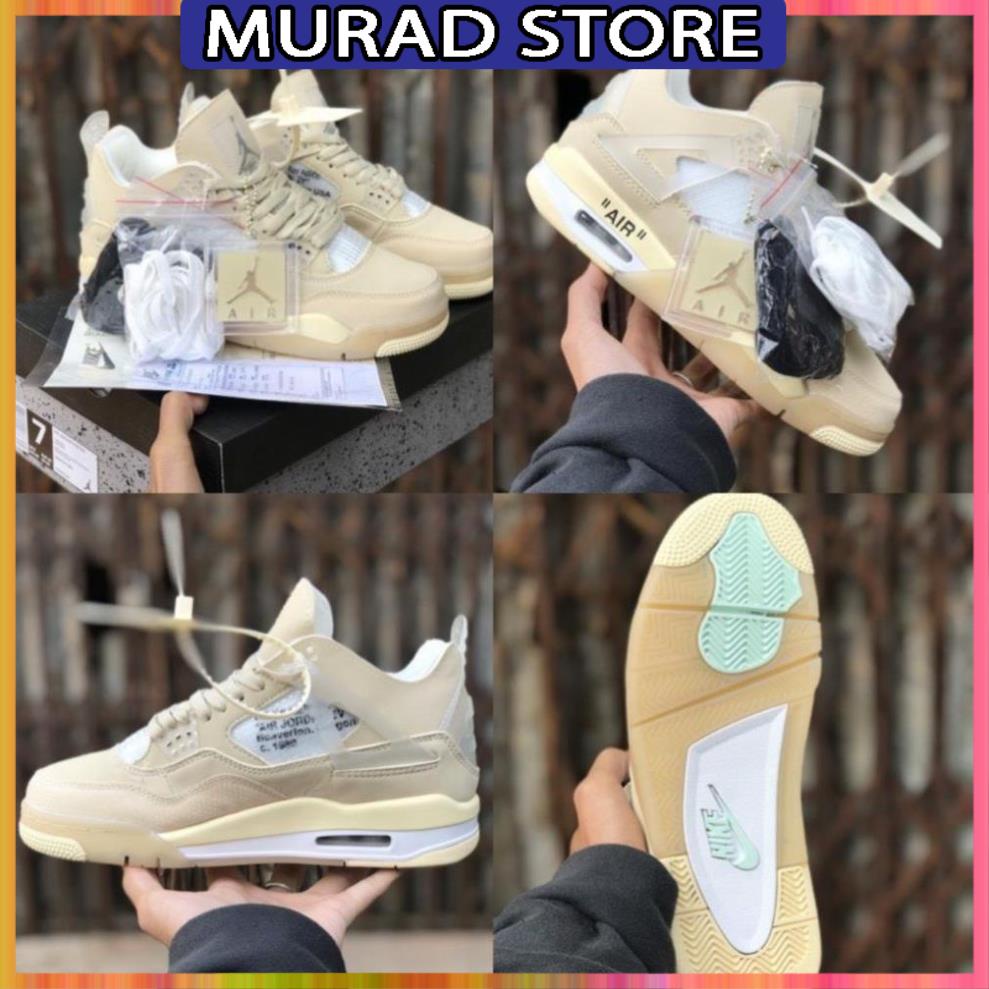 Giày air Jordan 4 retro off white sail , Giày sneaker JD4 high màu kem siêu hot mới nhất tặng Full box bill + 3 dây