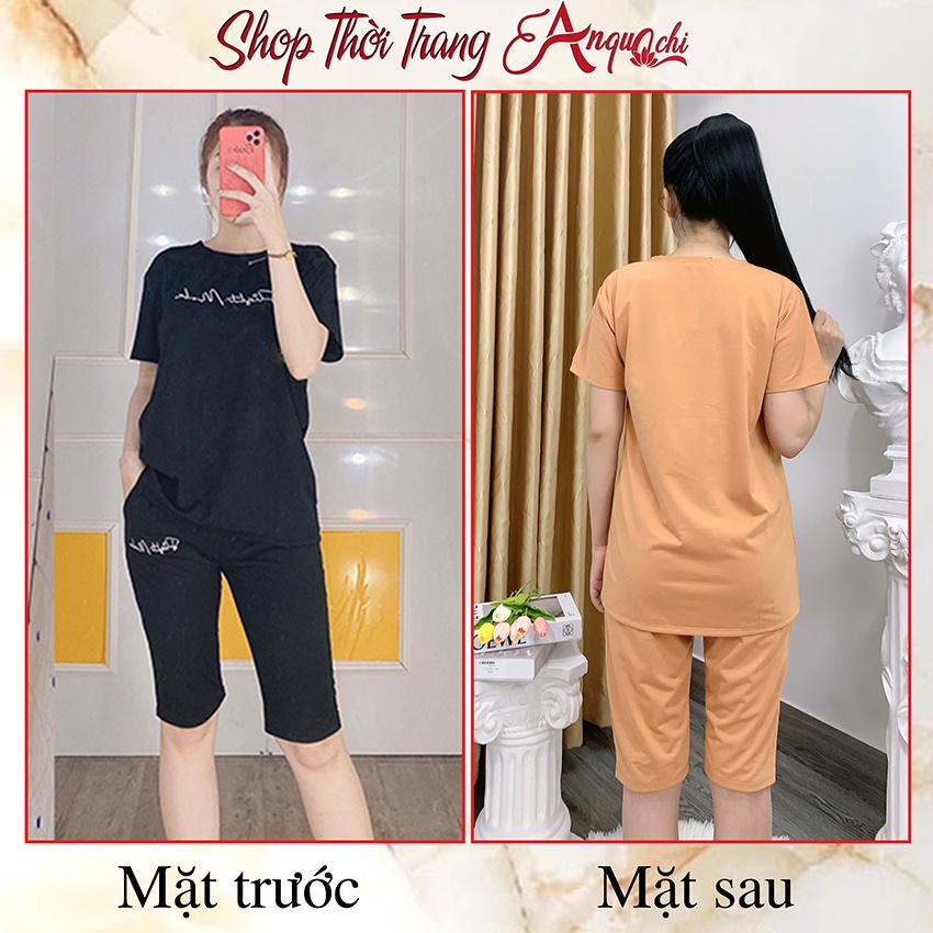 Đồ Bộ Nữ Mặc Nhà Anquachi Thể Thao Đẹp Thun Cotton Nữ Mặc Ngủ Ở Nhà Dễ Thương Quần Lửng Cute A036