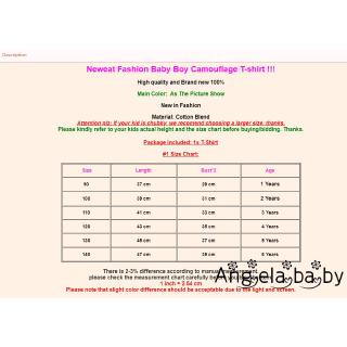 hღ✯Áo thun Cotton ngắn tay bé trai ngụy trang Top Sunsuit