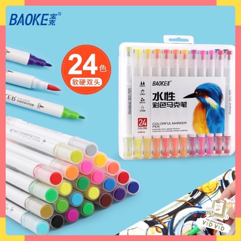 bút dạ màu marker Brush marker- hộp bút lông màu 2 đầu (mã D289)