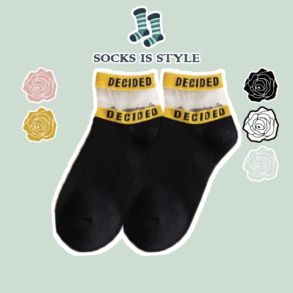 Tất Vớ Nữ Cotton Thoáng Khí Cổ Thấp Phối Lưới Họa Tiết Chữ Thể Thao Trẻ Trung Năng Động