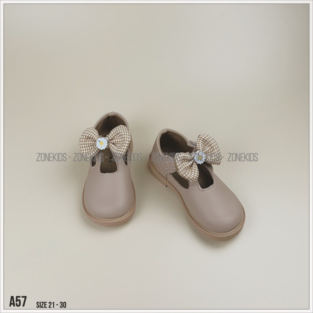 Giày búp bê phối nơ họa tiết cho bé gái Zonekids - A57