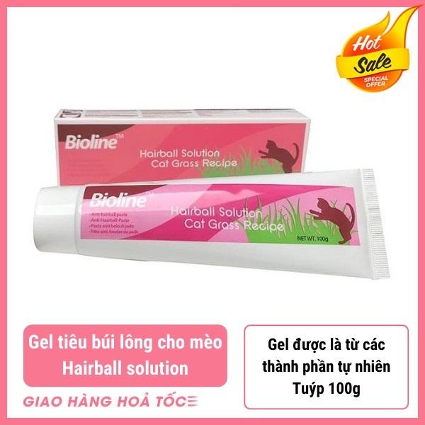 Hairball Solution BIOLINE 100g - Gel dinh dưỡng tiêu búi lông, giảm hôi miệng cho Mèo
