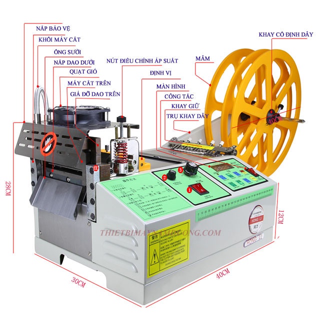 Máy cắt nhãn mác &gt; Dây viền &gt; Dây đai nhiệt tự động &gt; Cắt nhám xéo