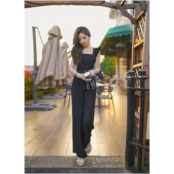 jumpsuit tay cánh tiên ống quần 25 cm