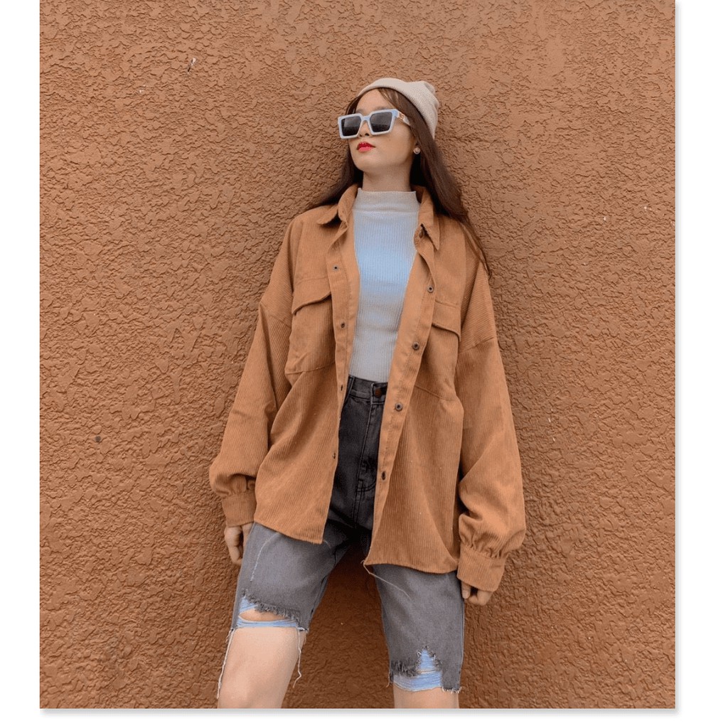 ÁO KHOAC  NỮ CHẤT LIỆU KAKI NHUNG  PHONG CÁCH KIỂU SƠ MI THỜI TRANG