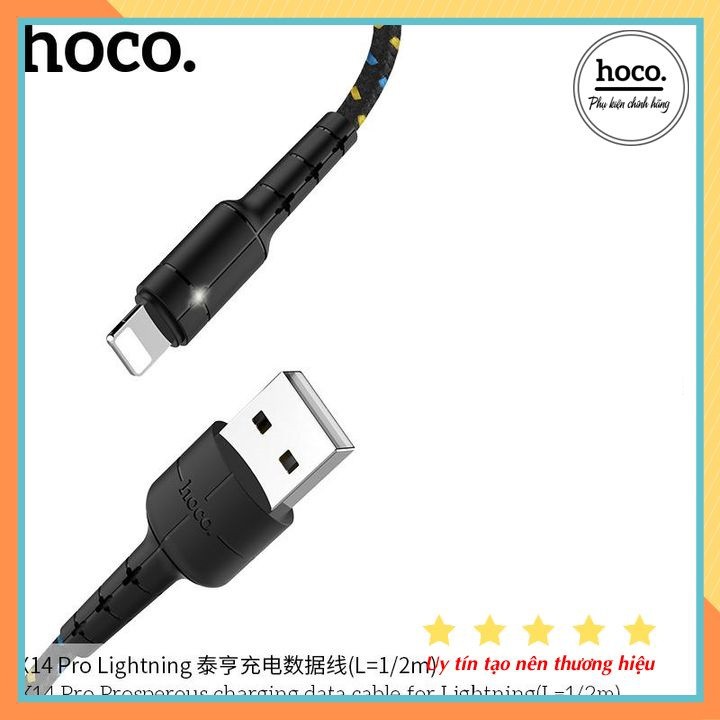 Cáp Sạc Nhanh Dây Dù Phát Sáng Đèn Led Cho iPhone iPad Hoco U11/ Hoco X14 Pro Chính Hãng Bảo Hành 12 Tháng