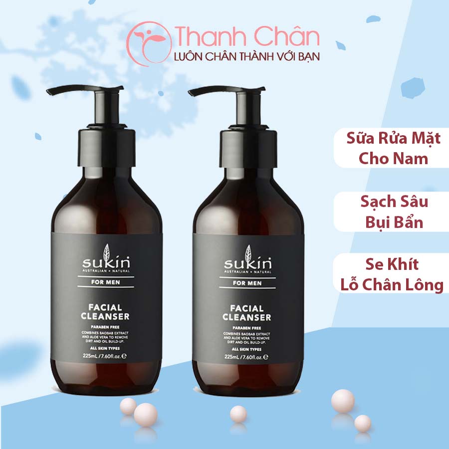 Sukin Sữa Rửa Mặt Sukin Sạch Bụi Bẩn Dành Cho Nam For Men Facial Cleanser 225ml