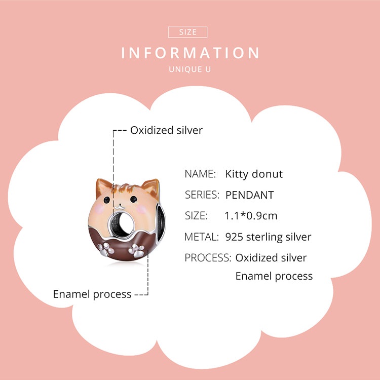 Hạt xỏ trang sức Bamoer SCC1875 BạC 925 tráng men hình động vật dễ thương