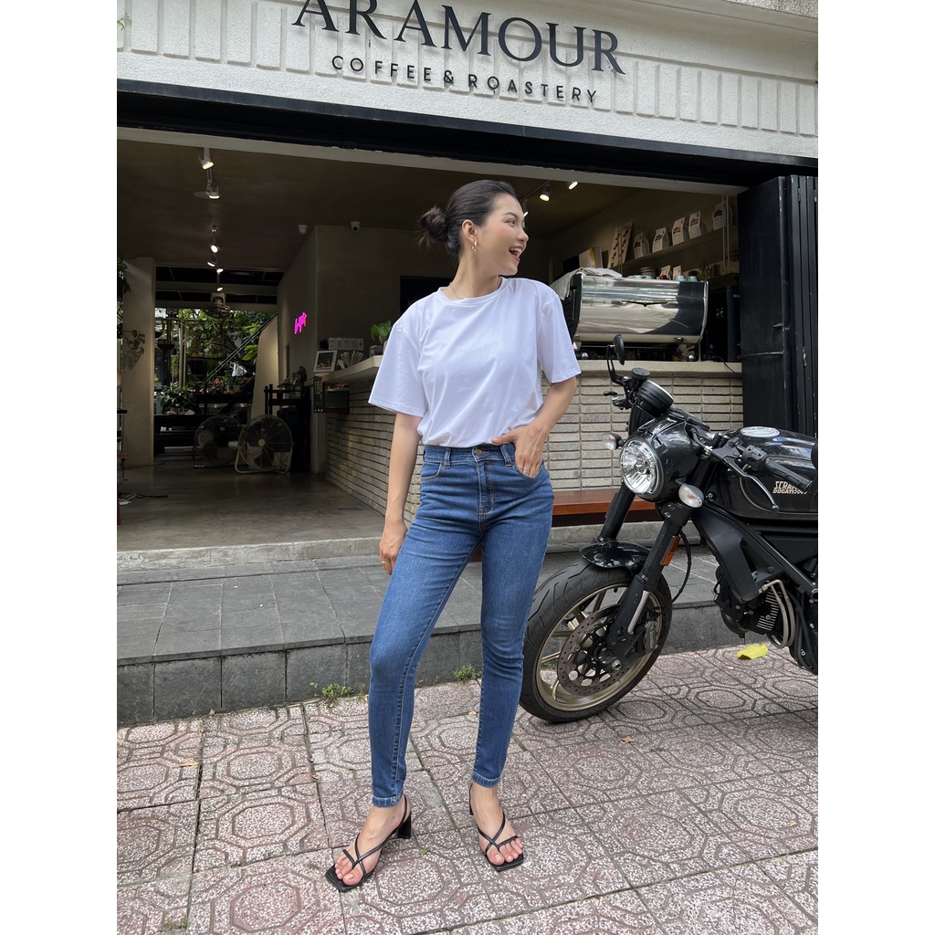 Quần Skinny Jeans Lưng Cao Ôm Dáng Nữ - Skinny Cobalt Blue - Hashtagem ( Mã SJ-03D)