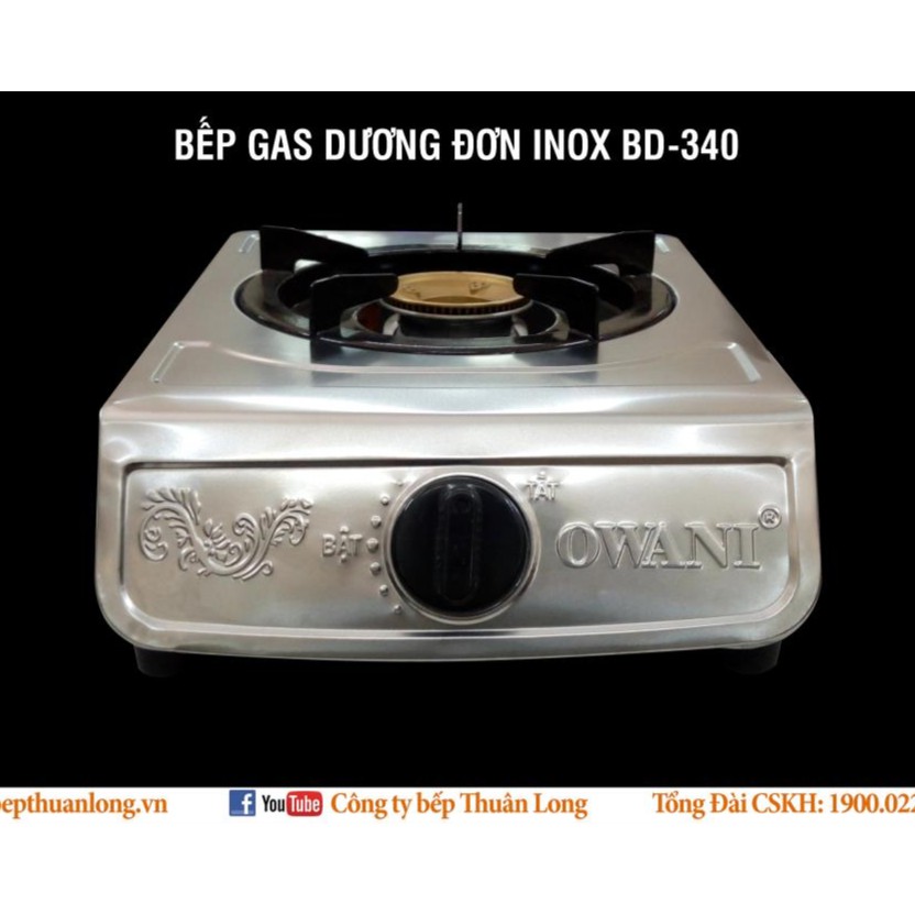 Bếp gas dương đơn inox Owani BD-340