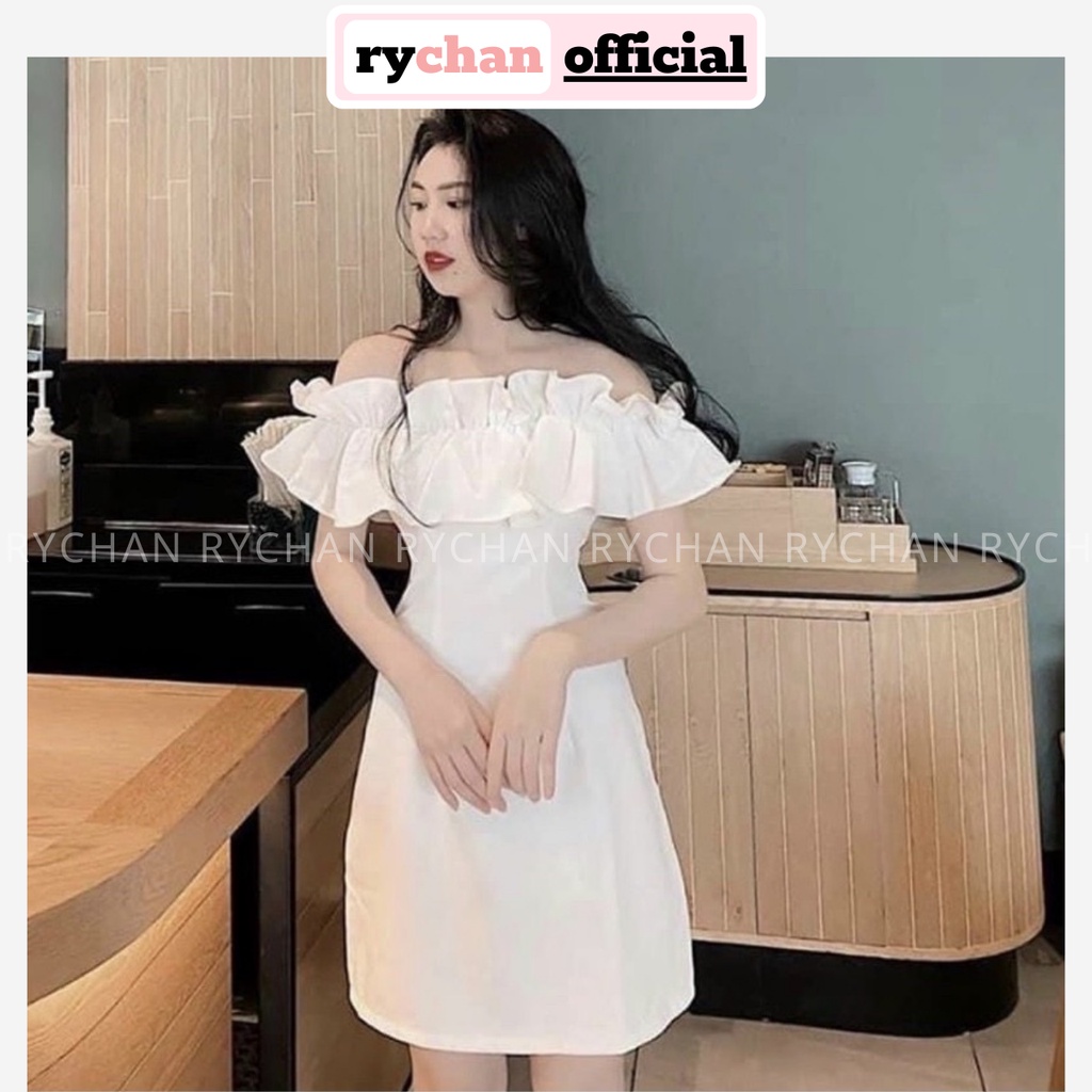 Đầm Nữ Dự Prom Phối Bèo Trễ Vai Form Ngắn Bo Eo Thanh Lịch Nữ Tính Màu Trắng [ẢNH THẬT CUỐI] - DX9904