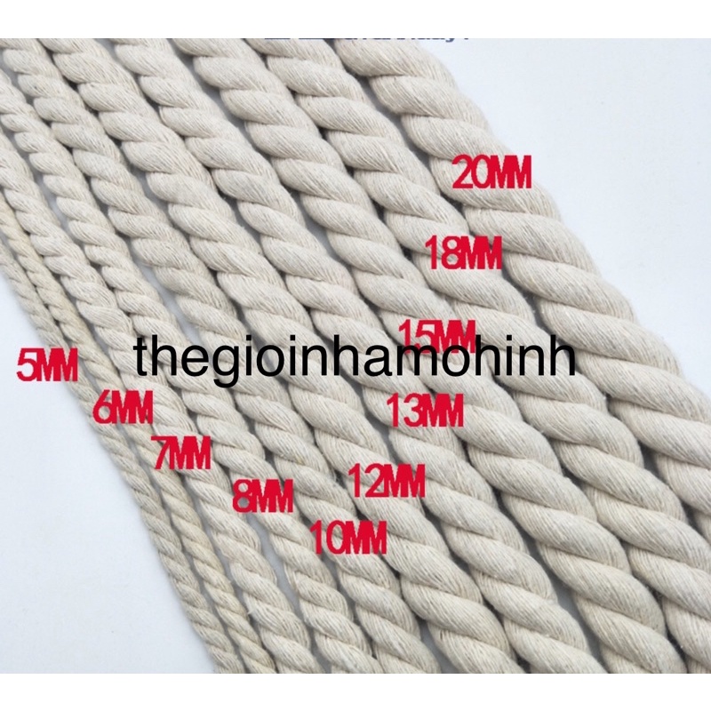 Dây thừng cotton 100% size 12mm,15mm,18mm,20mm,25mm