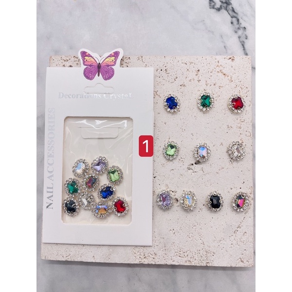 phụ kiện charm đá khối các mẫu gắn móng tay nail