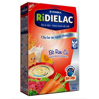 Bột ăn dặm ridielac bò rau củ - hộp giấy 200g