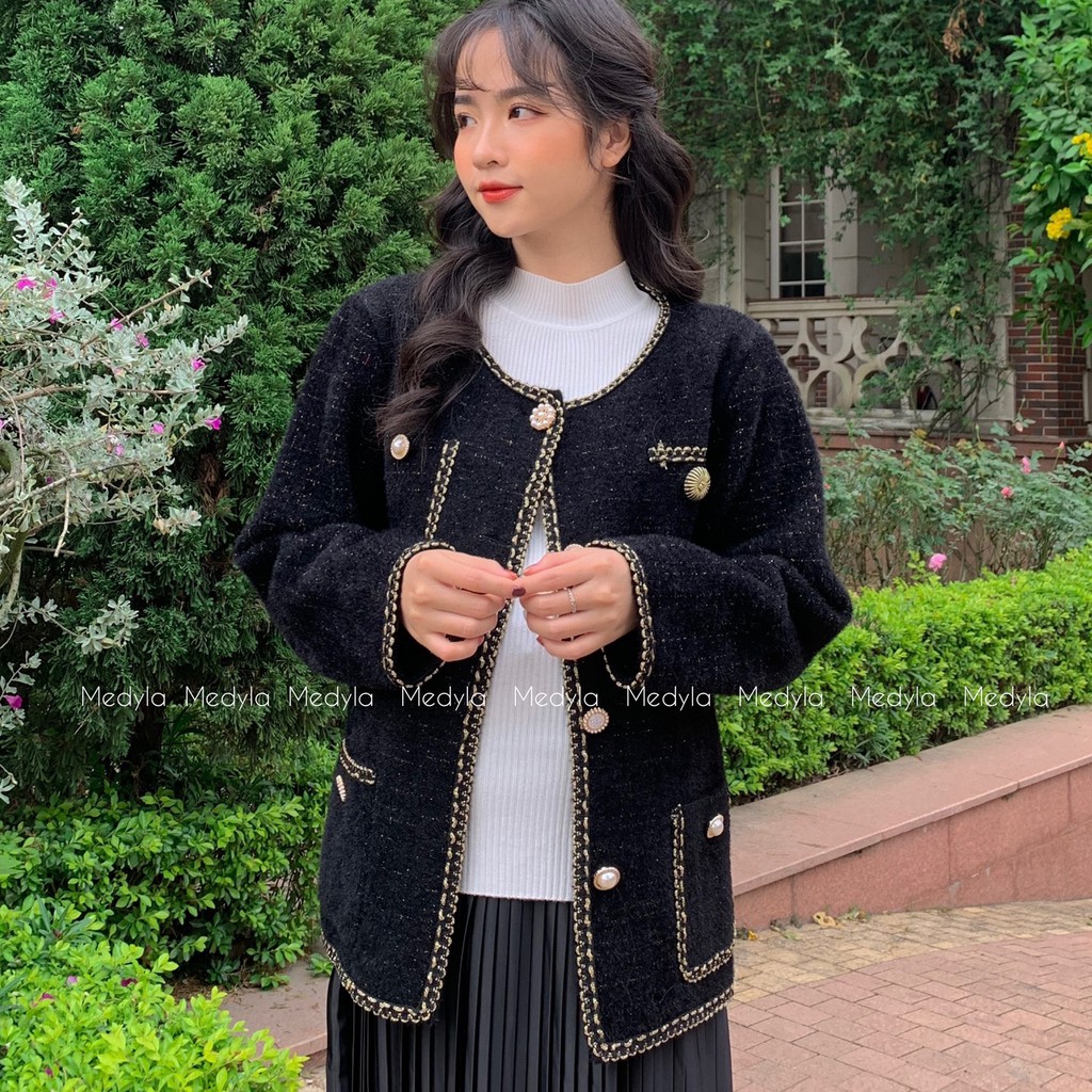 Áo khoác len lông mịn cao cấp - Áo Khoác Nữ Cardigan dáng ngắn hàng cao cấp thiết kế Medyla quà tặng tết thầy cô AKL003 | BigBuy360 - bigbuy360.vn