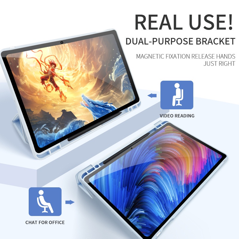 Bao Da Máy Tính Bảng PU Acrylic Trong Suốt Nắp Lật Có Ngăn Đựng Bút Cho Samsung Galaxy Tab A7 Lite 8.7 "Tab A 8.0 2019 Giá Đỡ
